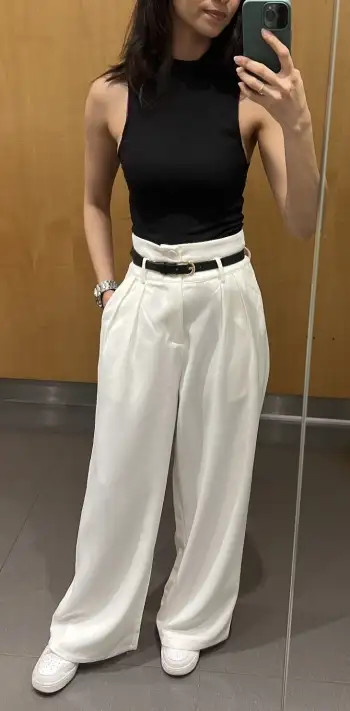 Belted High Waisted Pleated Trousers | Cider