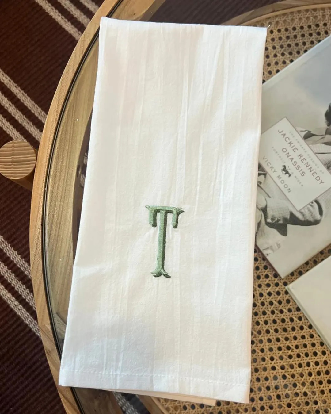 Personalized Monogram Tea Towel, Custom Embroidered Initial Cotton Kitchen Towel, Housewarming Gi... | Etsy (US)