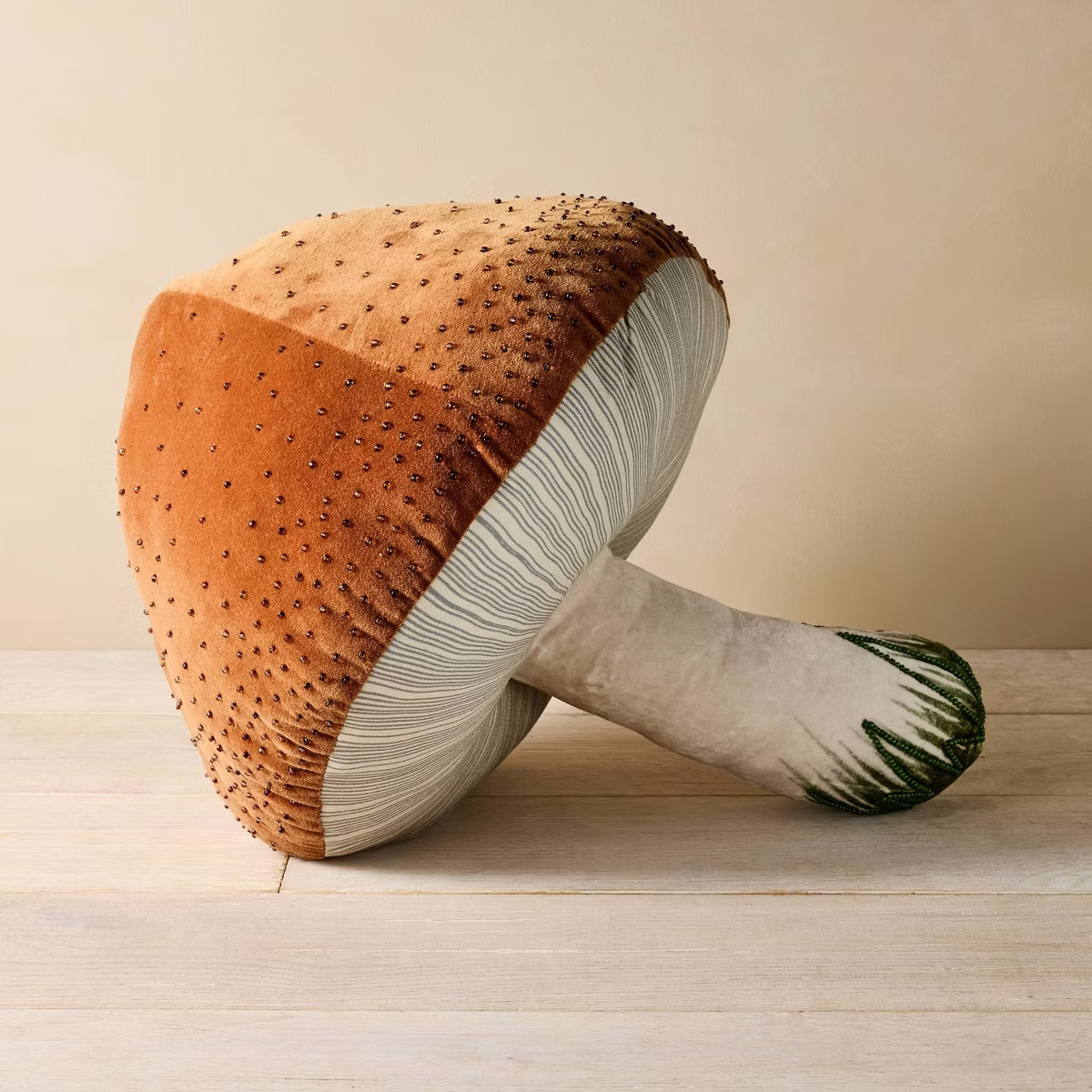 17"x14" Beaded Mushroom Novelty Plush Pillow Brown - John Derian for Target | Target