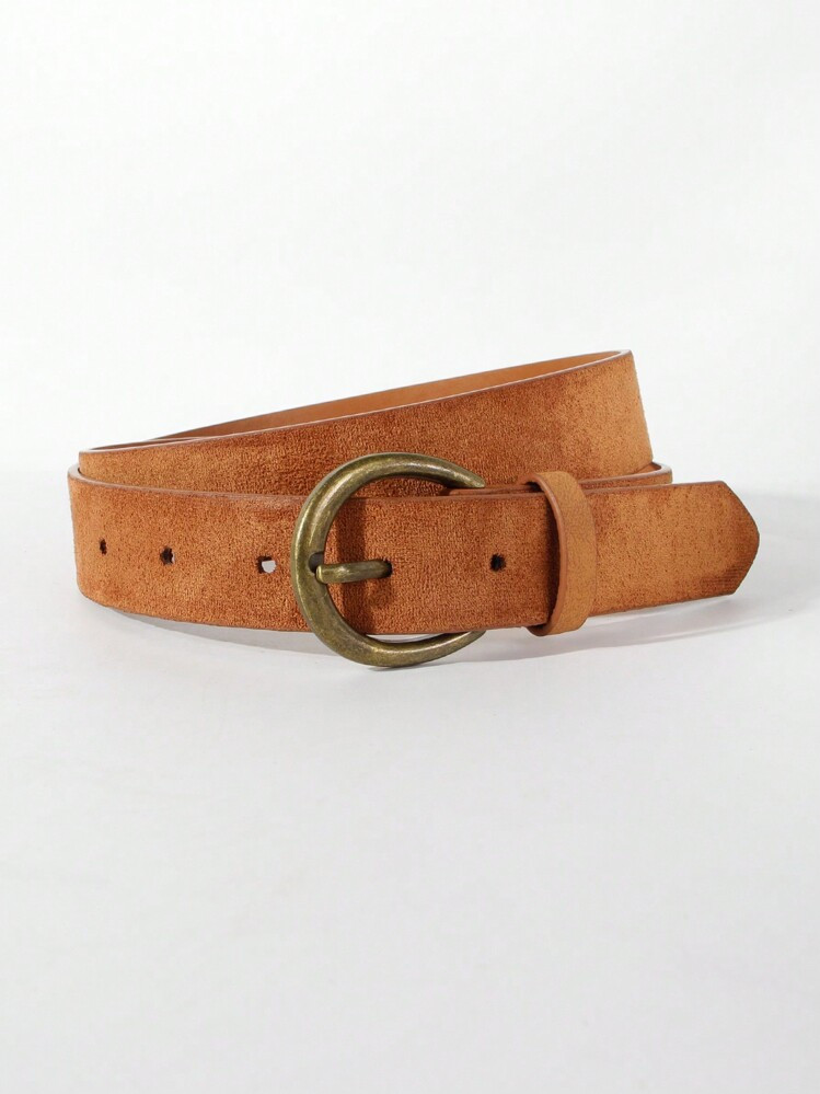 1pc Vintage Brown PU Leather Casual Belt For Women, With Antique Bronze Metal Buckle, Suitable For Jeans, Pants Summer, School Fall, Autumn, Halloween | SHEIN