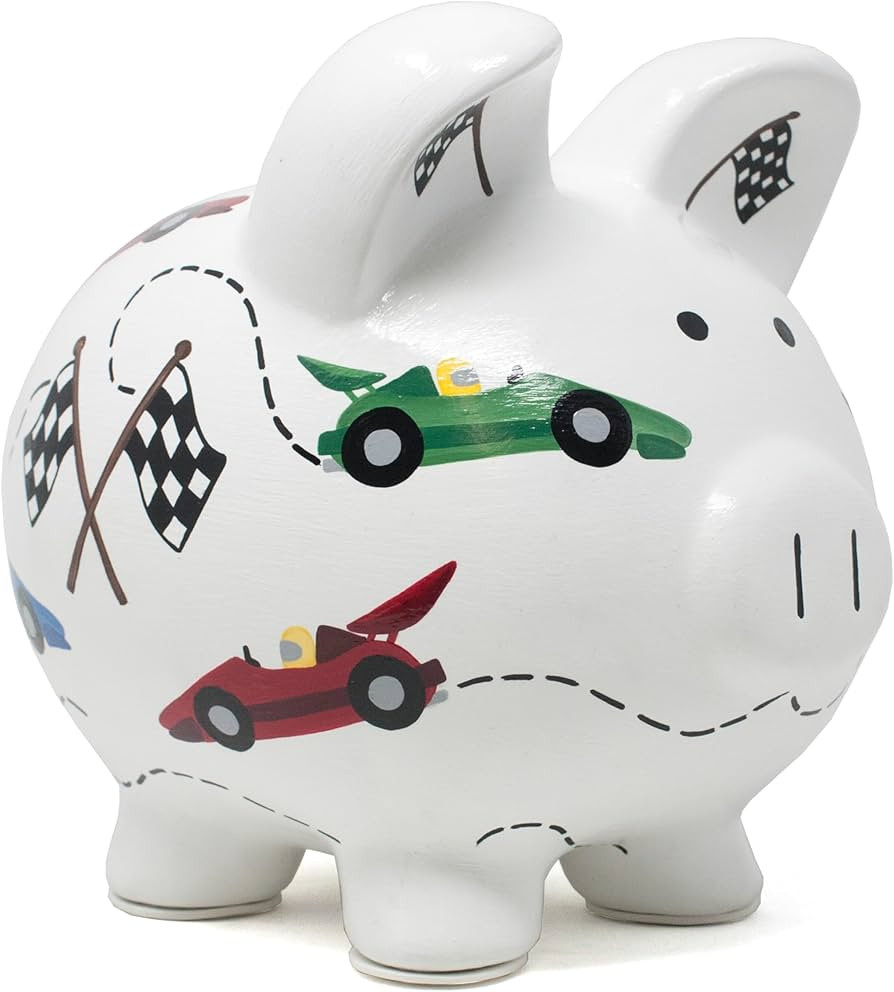Child to Cherish Ceramic Piggy Bank for Boys, Vroom Race Car | Amazon (US)