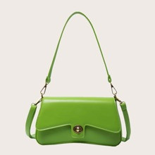 Twist Lock Flap Baguette Bag | SHEIN