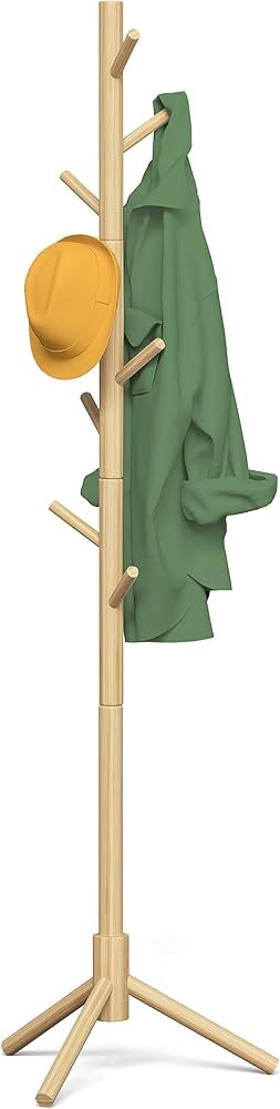 Z&L HOUSE Coat Racks Free Standing, Simple Solid Wooden Coat Tree, 8 Hooks and Adjustable Size Co... | Amazon (US)