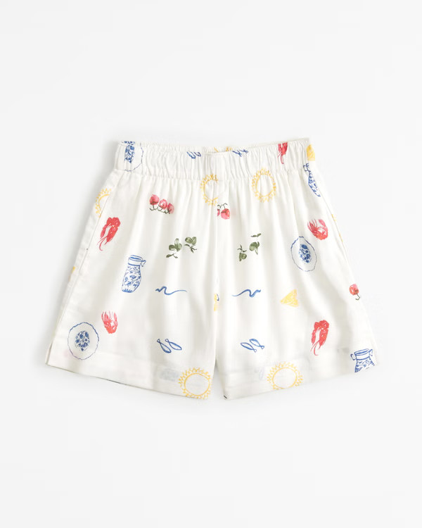 Linen-Blend Pull-On Short | Abercrombie & Fitch (US)