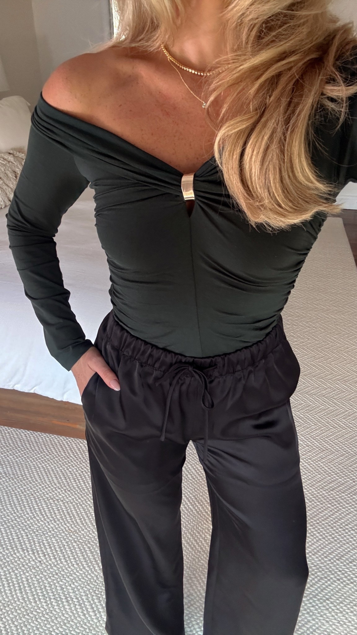 Extra 15% off Abercrombie Cyber Sale with code CYBERAF! 🎁 the perfect holiday outfit wearing small in Abercrombie top and small in satin pants - linking more similar too! 

#LTKCyberWeek #LTKGiftGuide #LTKHoliday