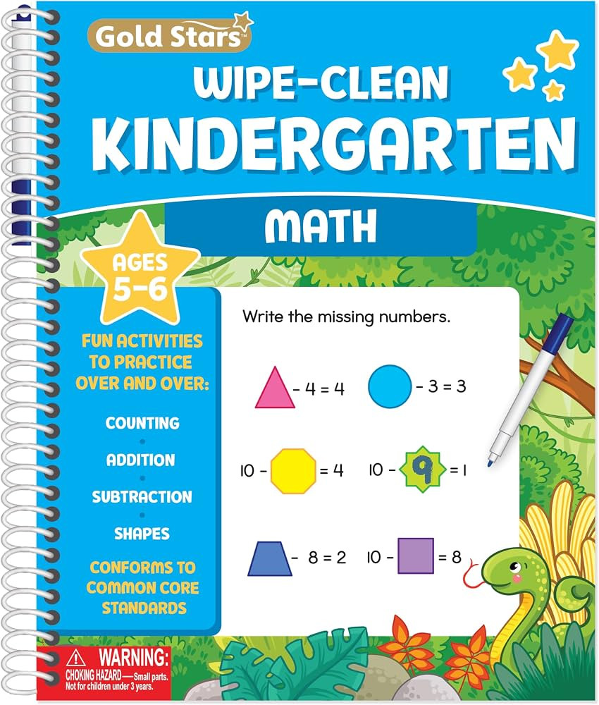 Wipe Clean Kindergarten Math Workbook Ages 5 to 6: Reusable Activities - Addition, Subtraction, C... | Amazon (US)