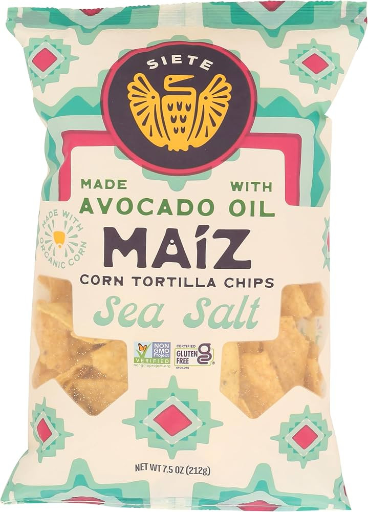 Siete Family Foods, Chips Tortilla Corn Sea Salt Maiz Yellow White, 7.5 Ounce | Amazon (US)