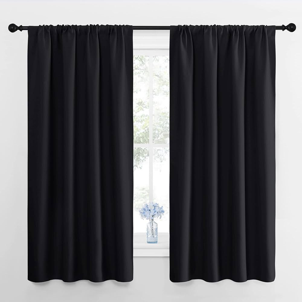 NICETOWN Black Blackout Curtain Blinds - Solid Thermal Insulated Window Treatment Blackout Drapes... | Amazon (US)