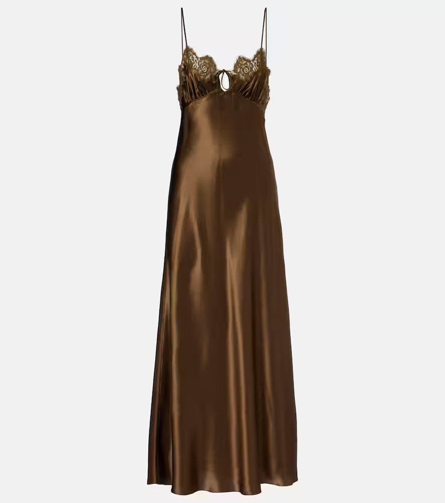 Saint Laurent Lace-trimmed silk satin slip dress | Mytheresa (INTL)