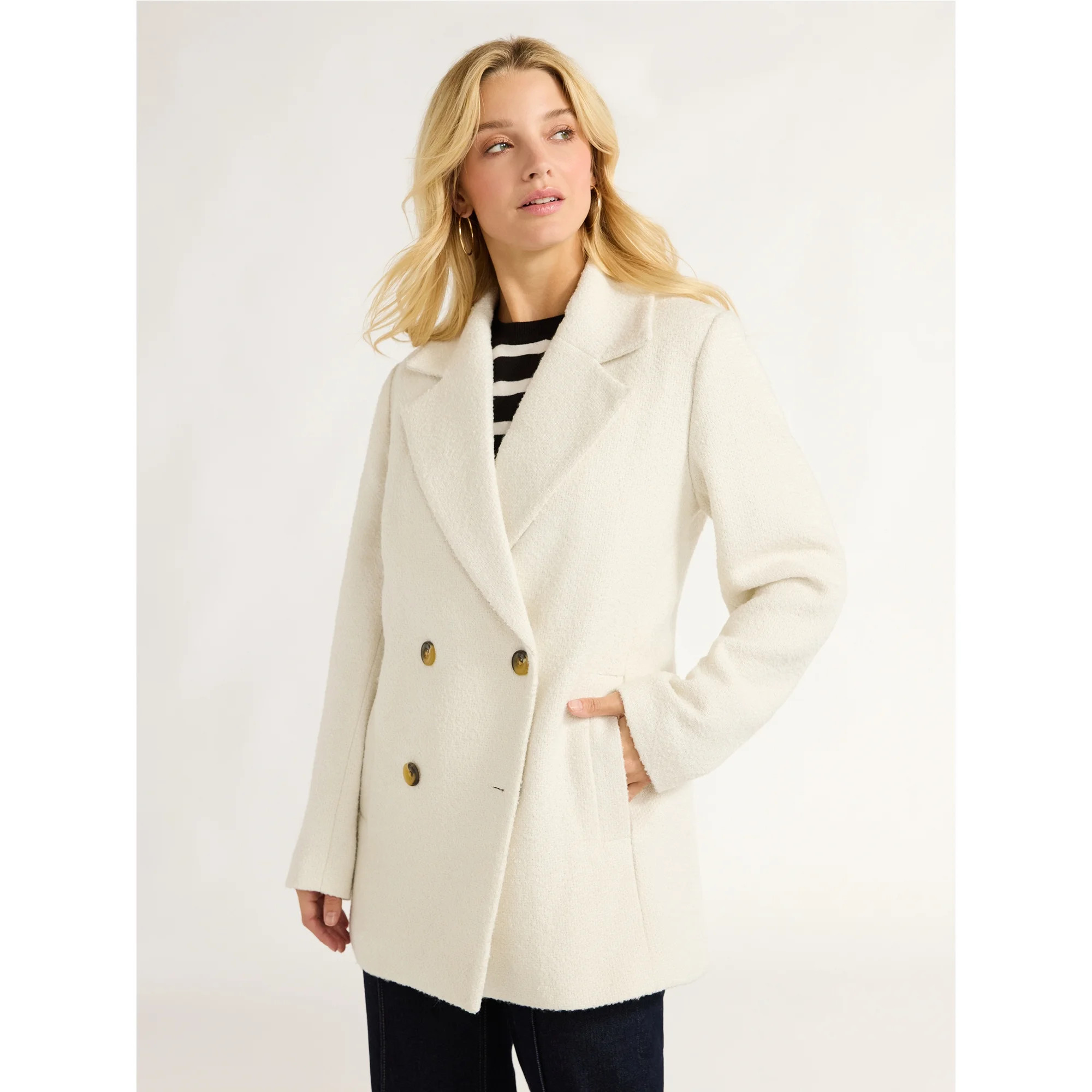 Free Assembly Women’s Boxy Double Breasted Jacket, Sizes XS-XXL - Walmart.com | Walmart (US)