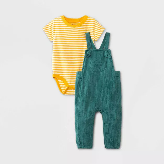 Baby Gauze Top & Bottom Set - Cat & Jack™ Dark Green | Target