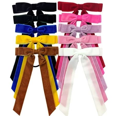 10PCS Velvet Bows Hair Tie Ribbon Accessories Ponytail Holder Hair Bow for Women Girls Toddlers Teen | Walmart (US)