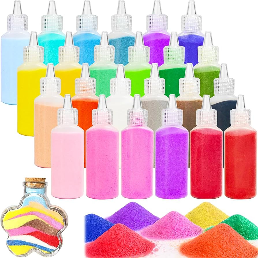 Panxxsen 24PCS Colored Art Sand Kit, 1.25oz Bottles DIY Craft Set for Adults, Scenic Terrarium Sa... | Amazon (US)