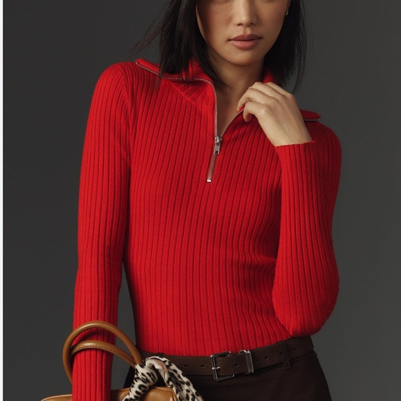 Anthropologie Maeve Fitted Half-Zip Sweater XXS | Poshmark