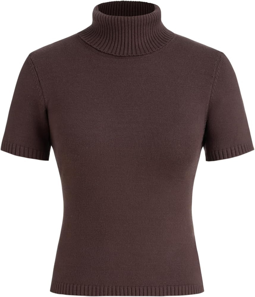 CIDER Women’s Short Sleeve Turtleneck Tops Cute Knit Slim Fit Sweater Blouses Basic Tee | Amazon (US)