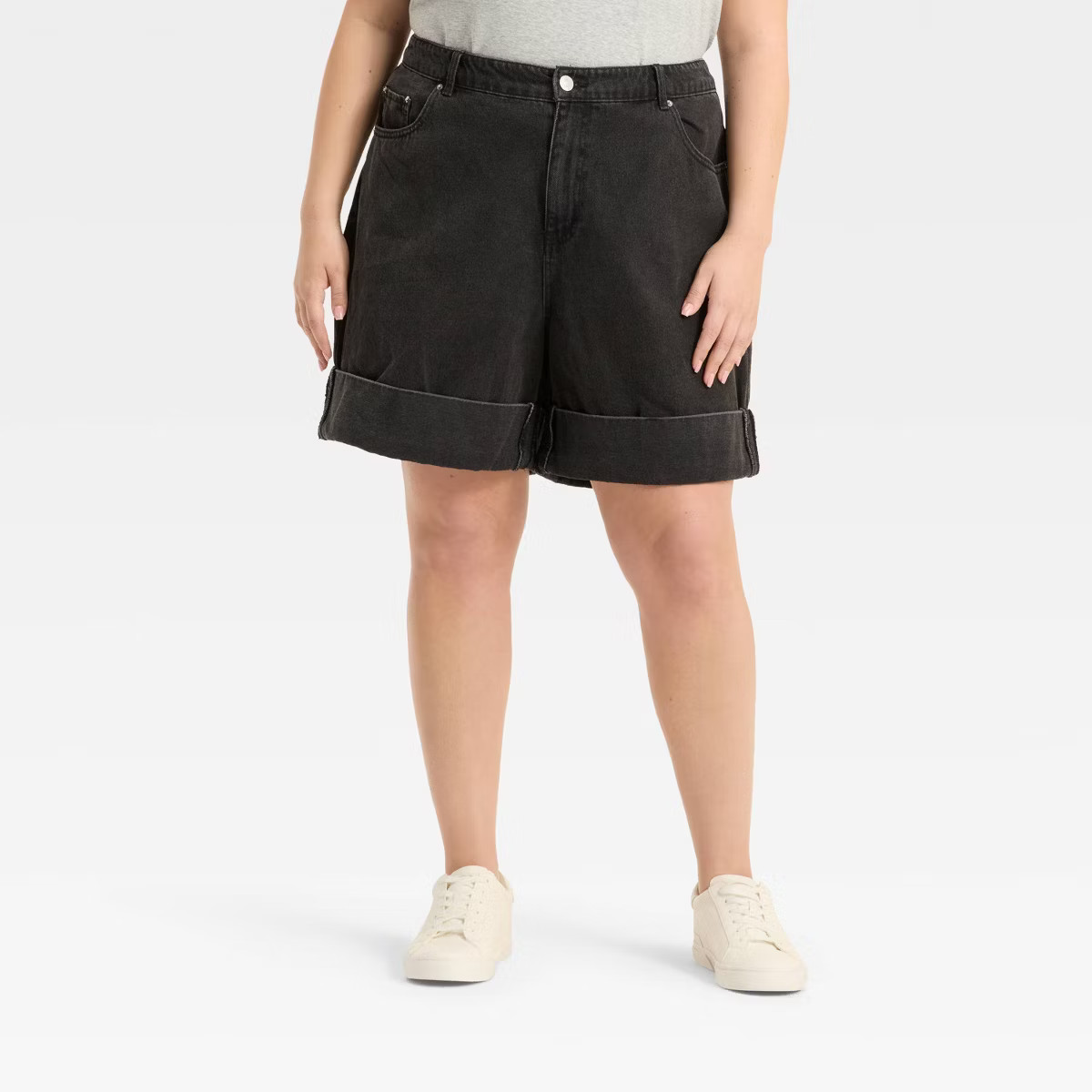 Women's Mid-Rise Wide Cuff Baggy Denim Shorts - Future Collective | Target