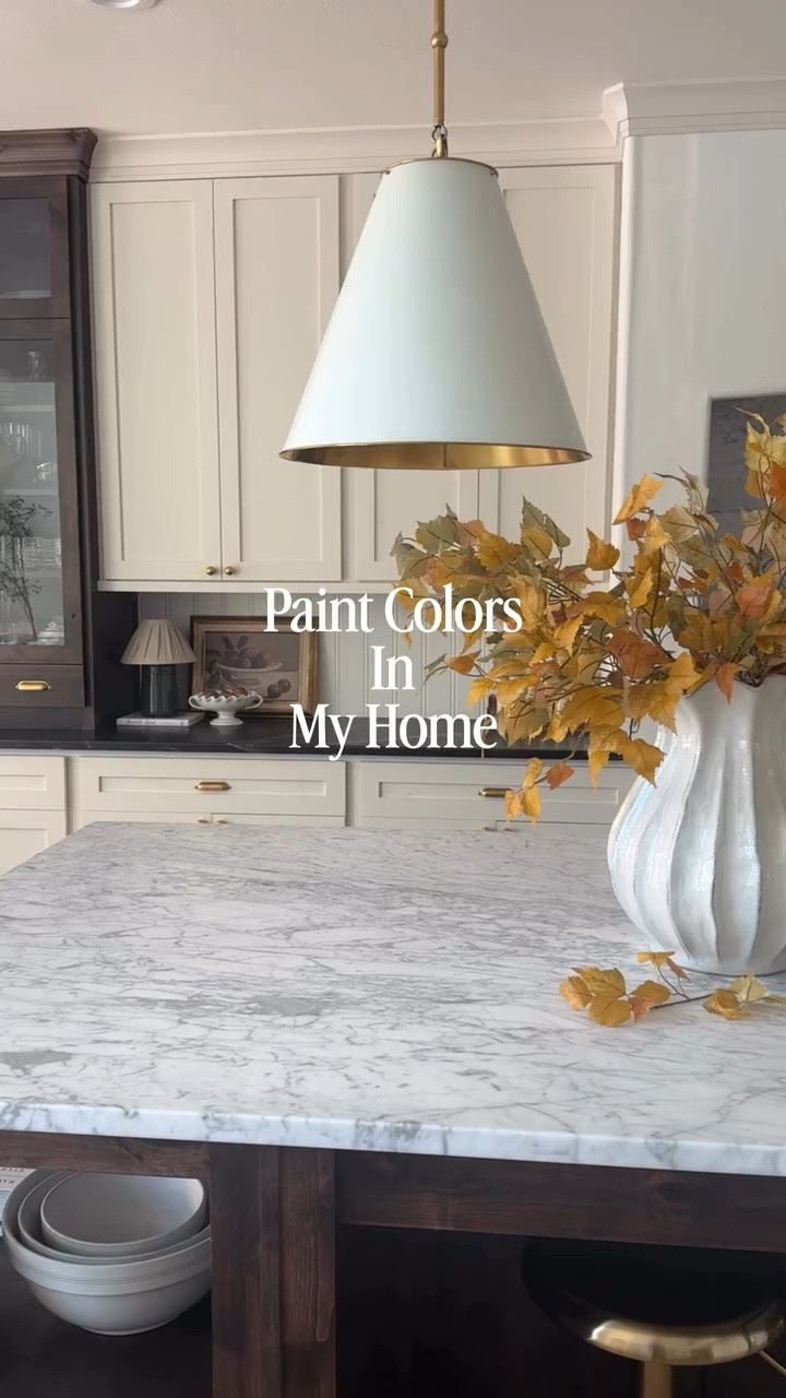 A collection of most of the paint colors in my home! Save for later + Follow along @ourmountainsidehome_1 for all things home renovation, styling and diy!  #paint #benjaminmoore #sherwinwilliams #nancymeyersinteriors #classichome