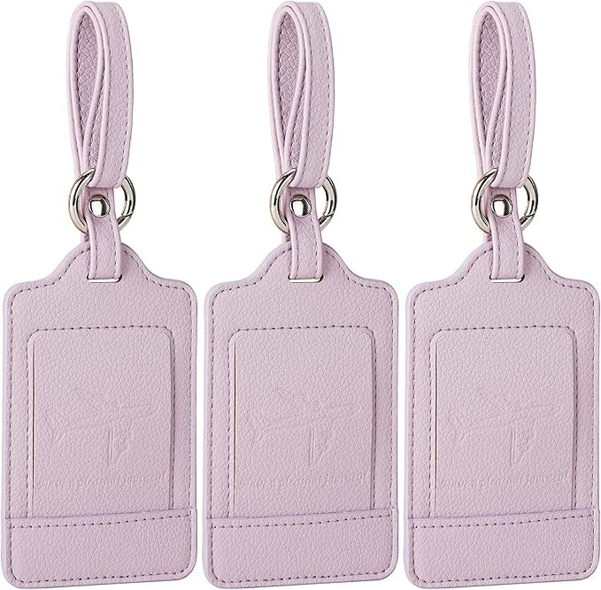 Teskyer Luggage Tags, 3 Pack Premium PU Leather Luggage Tags Privacy Protection Travel Bag Labels... | Amazon (US)