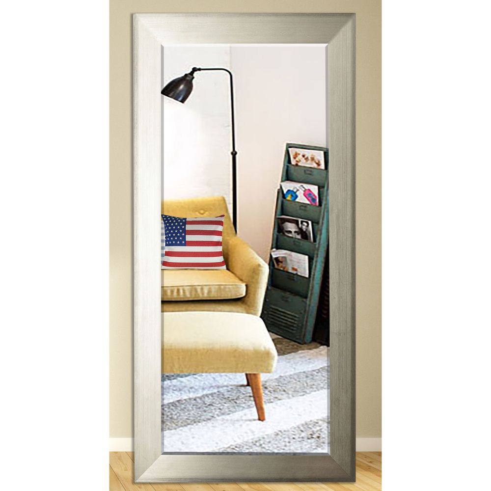 US Made Brushed Silver Beveled Full Body Mirror - Antique Silver (Exterior: 31.5 X 72) | Bed Bath & Beyond