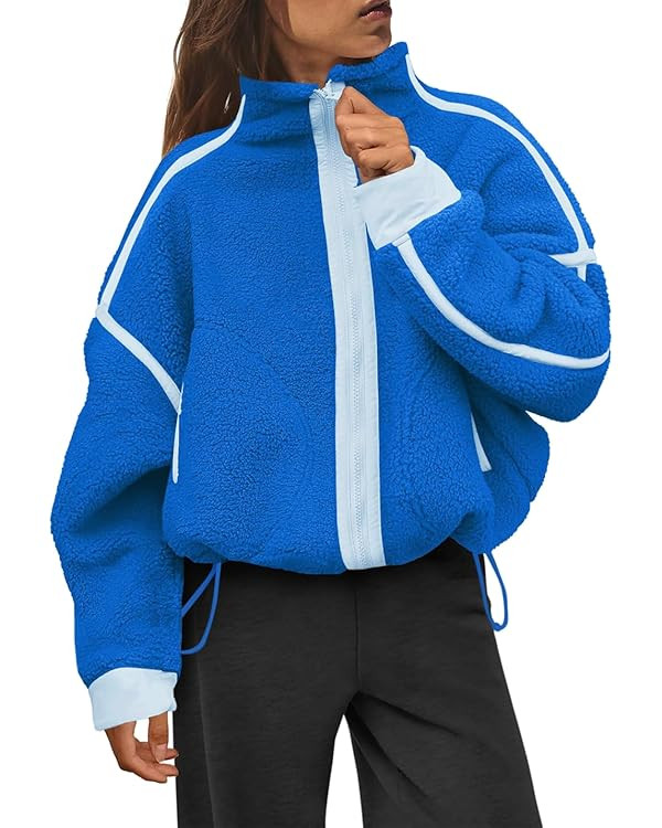 Aisongyuan Womens Sherpa Fleece Jacket Zip Up Fuzzy Casual Oversized sweatshirts with Pockets Fal... | Amazon (US)