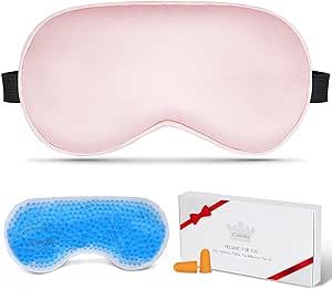 Cavoilu Cooling Eye Mask for Sleeping, Silk Sleep Mask w/Gel Eye Mask, Heated Eye Masks, Blindfol... | Amazon (US)