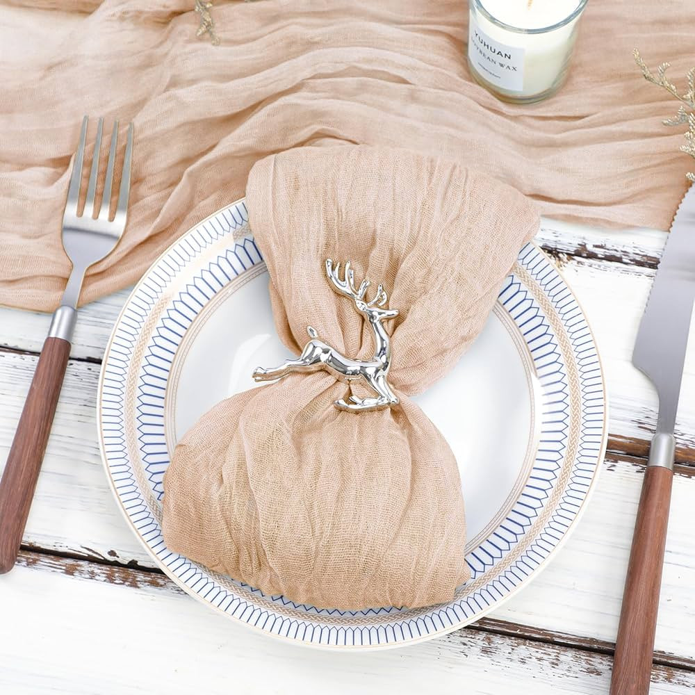 Cloth Napkins Set of 12, Gauze Cheesecloth Napkins Bulk, 20 x 20 inch Square Romantic Boho Sheer ... | Amazon (US)