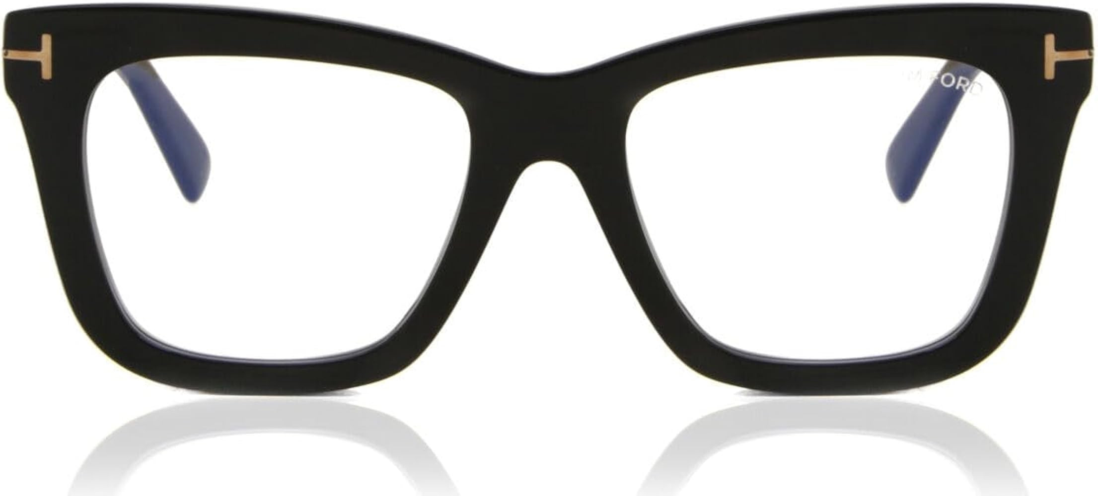 Tom Ford Eyeglasses FT 5881 -B 001 Shiny Black, t Logo, Eco/Blue Block Lense | Amazon (US)