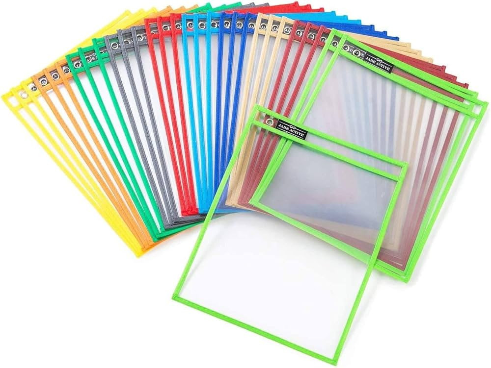 Pack of 30 Dry Erase Pockets with Ring, Size 10X13 Inches, Dry Erase Pocket Sleeves, Teacher Supp... | Amazon (US)