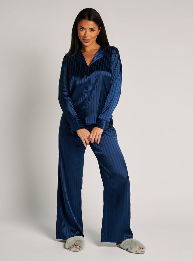Stripe satin pyjama trousers - Navy | Boux Avenue (UK)