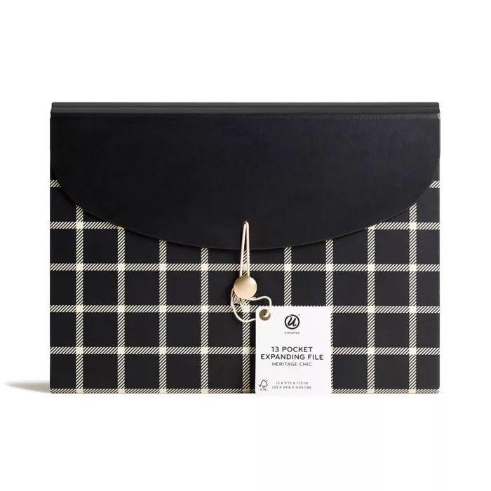 U Brands 13 Pocket Expanding File Folder Black/White Heritage Chic | Target