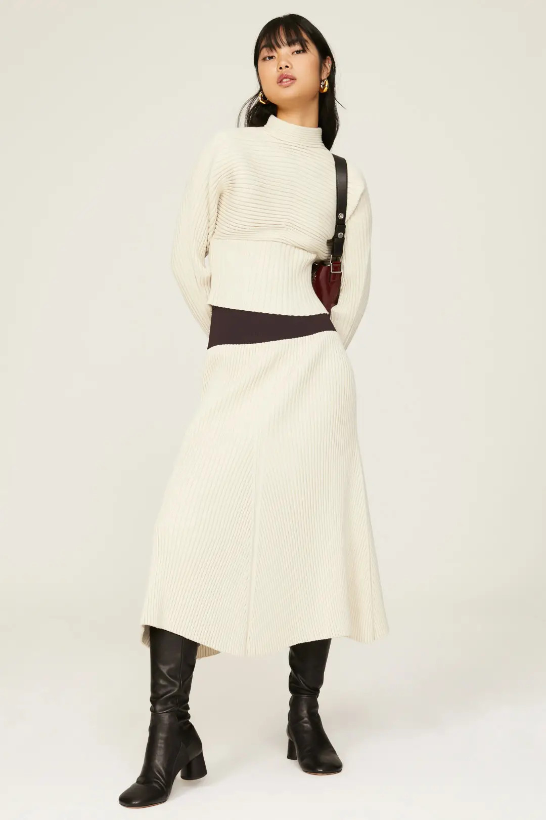 White Ribbed Knit Skirt | Rent the Runway