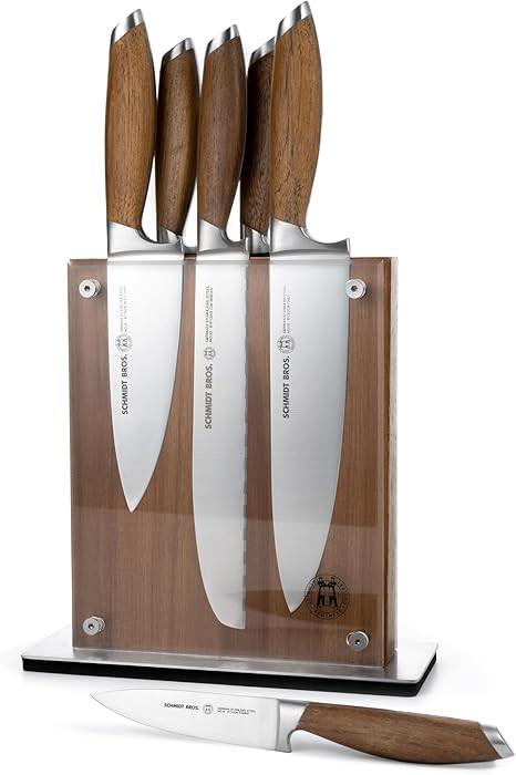 Schmidt Brothers - Bonded Teak, 7-Piece Knife Set, High-Carbon Stainless Steel Cutlery with Midto... | Amazon (US)