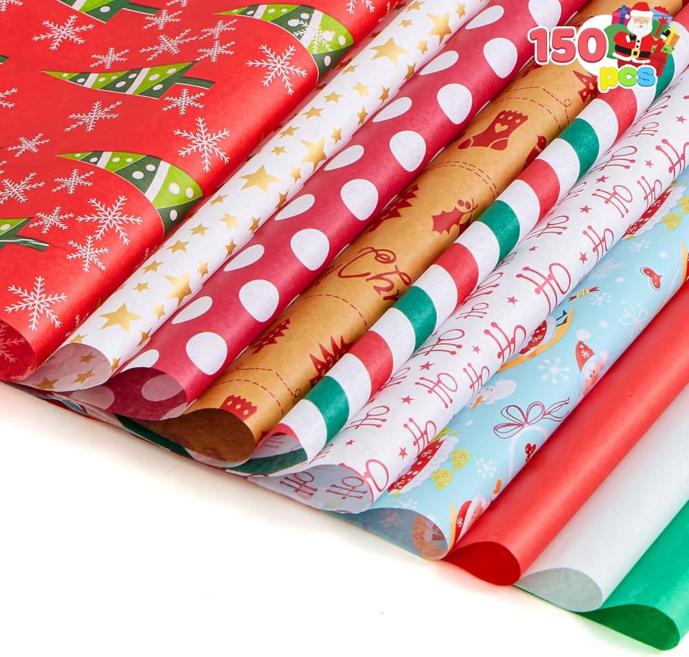Joiedomi 150 Sheets Christmas Tissue Paper Assorted Design; Easy and Fast Gift Wrapping Accessory... | Amazon (US)