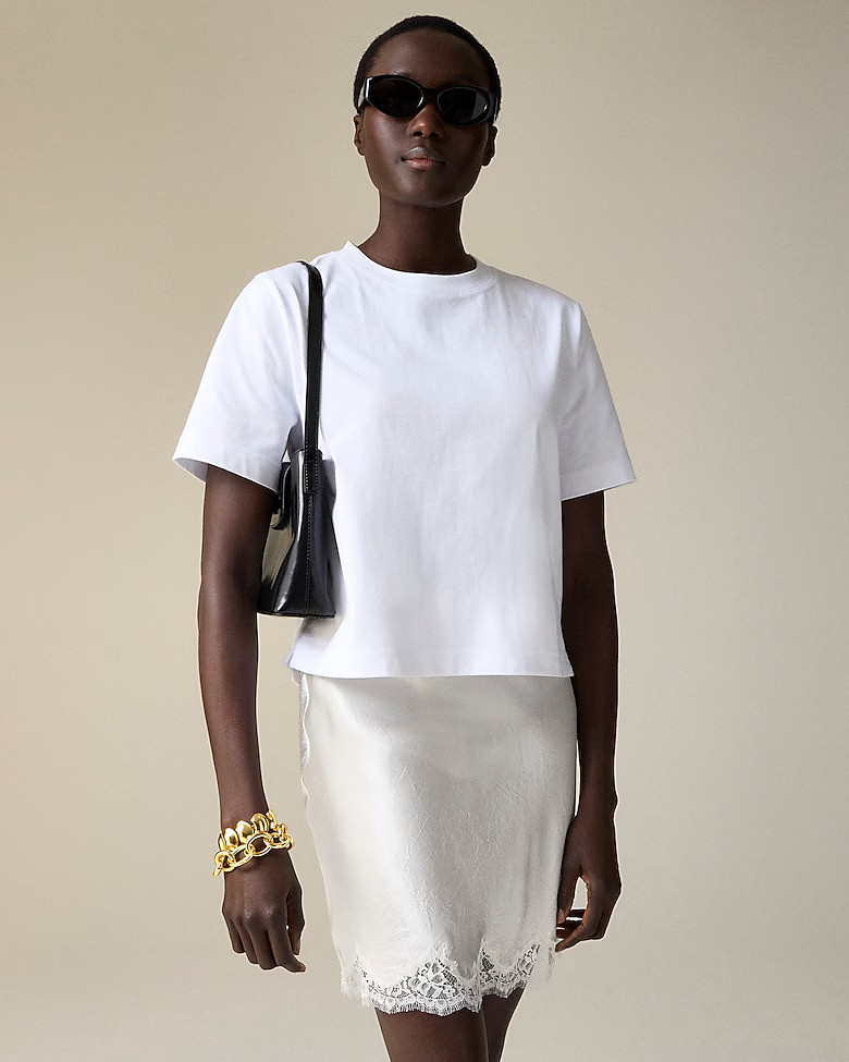 Relaxed premium-weight cropped T-shirt | J. Crew US