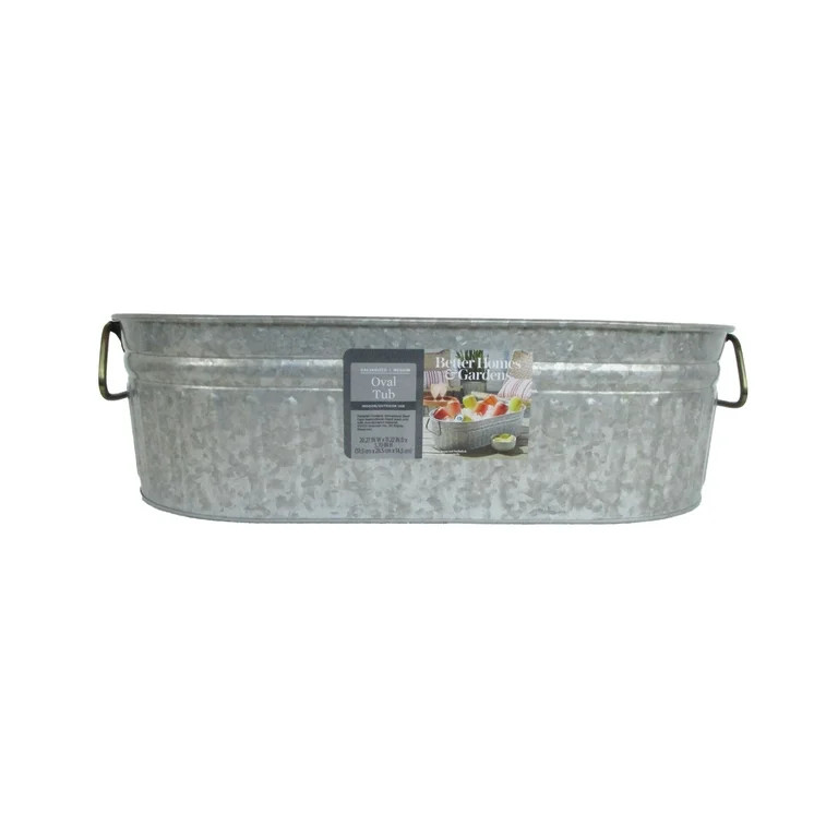 Better Homes & Gardens Galvanized Oval Tub, 20.27 IN W x 11.22 IN D x 5.70 IN H | Walmart (US)