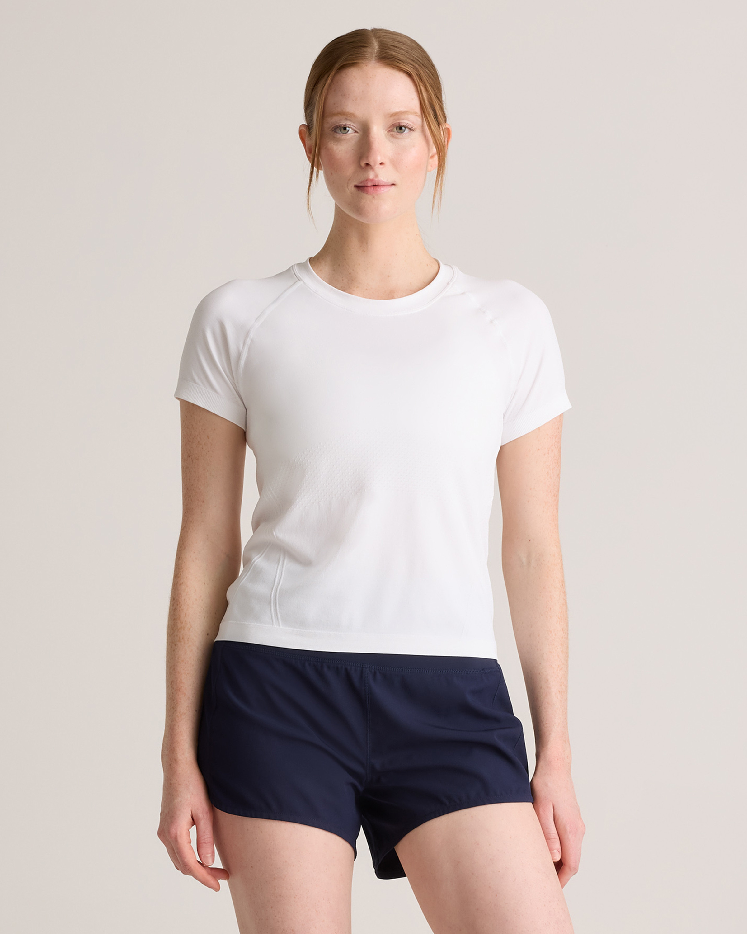 Quince | Women's Seamless Waist-Length T-Shirt in Deep Navy, Size XS, Nylon | Quince