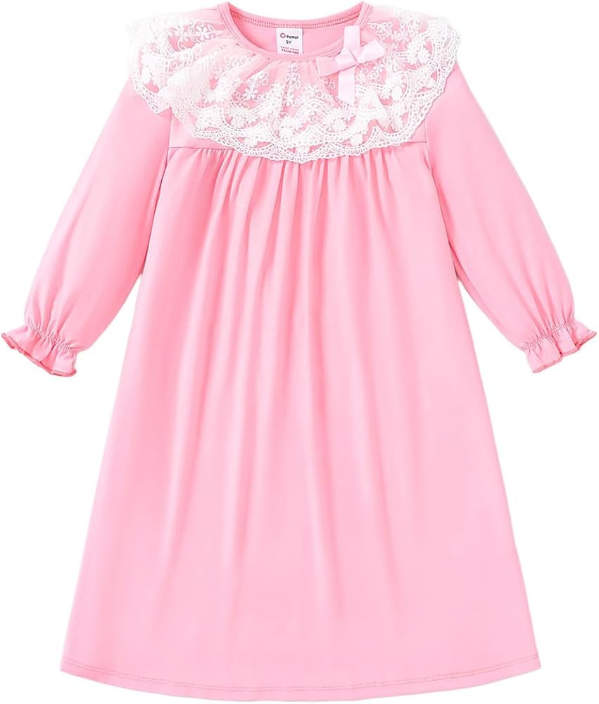 PATPAT Toddler Kid Girl Princess Nightgown Lace Ruffle Long Sleeve Sleep Dress Wear Pajamas Shirt... | Amazon (US)