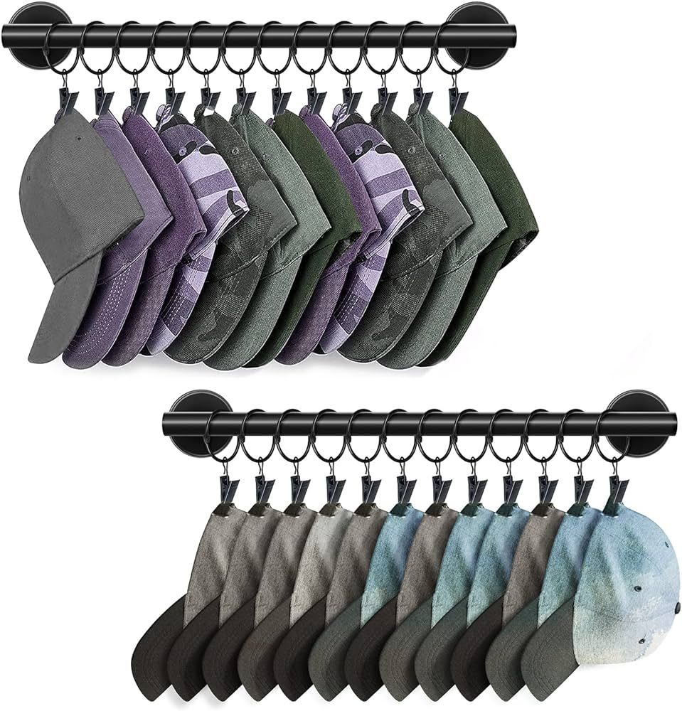 Lunies Hat Rack for Wall with 24 Hooks, Hat Organizer Holder for Baseball Caps, Cap Organizer Han... | Amazon (US)