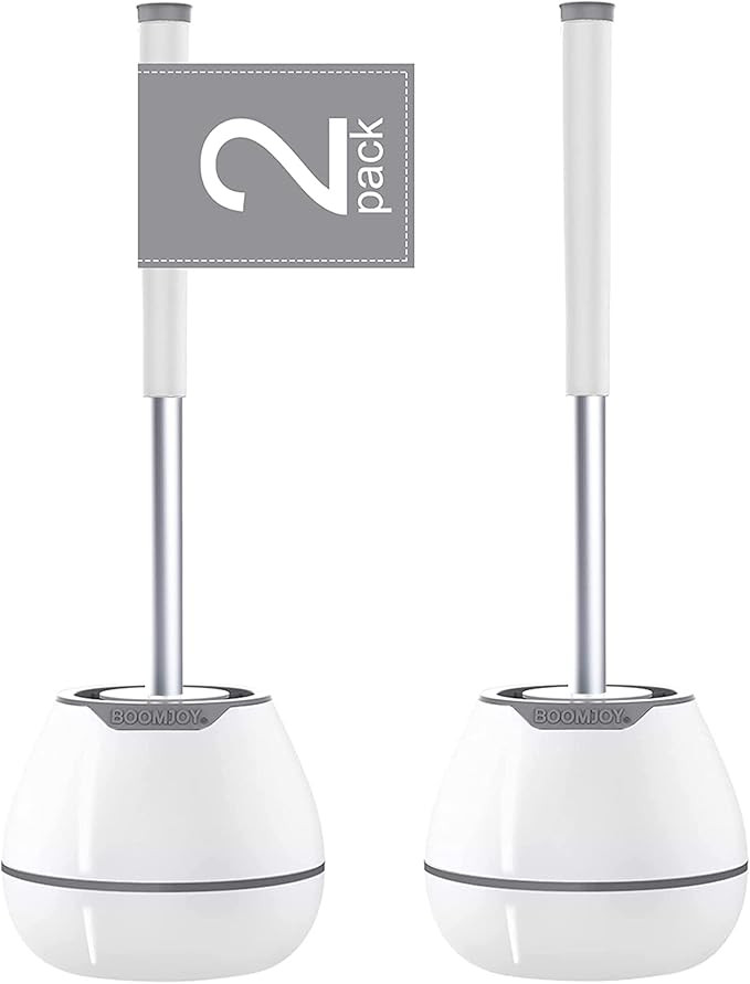 BOOMJOY Toilet Brush 2 Packs, Toilet Bowl Brush with Holder, Silicone Toilet Brush Set, Bathroom ... | Amazon (US)