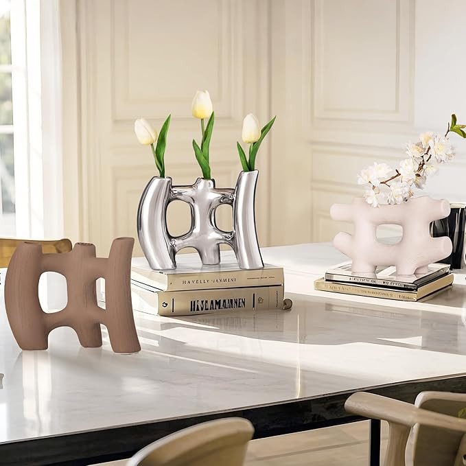 Rustic Pottery Vase Coffee Table Decor, Ceramic Vase for Pampas Grass, Terracotta Vases Wabi Sabi... | Amazon (US)