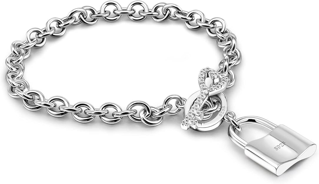 H&Beautimer 925 Sterling Silver Bracelet For Women's - Italian Handmade Rolo Chain 6.3, 6.7, 7.1,... | Amazon (US)