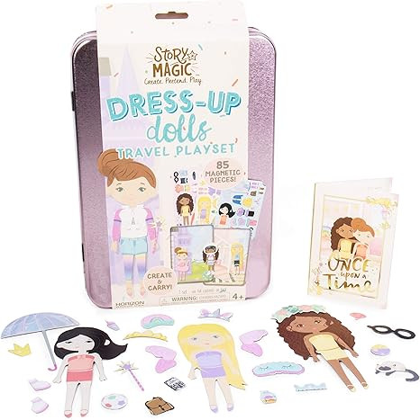 Story Magic Dress-Up Dolls Travel Playset, Pretend Play Magnetic Case, Magnet Outfit and Accessor... | Amazon (US)