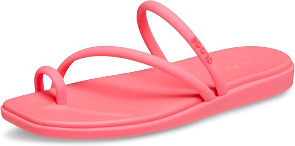 Crocs Women's Miami Toe Loop Sandals | Square Toe Flat | Flexible Straps | Croslite Foam Footbed | Amazon (US)