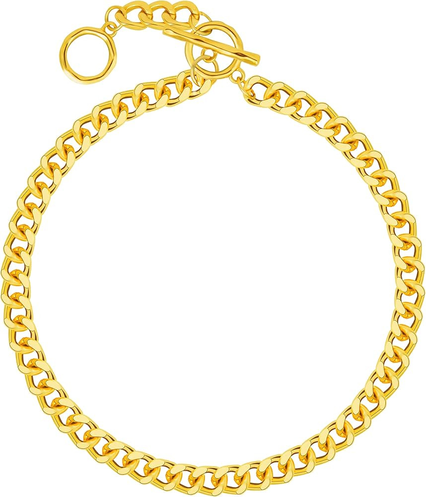 TOMAY 2022 Trendy Gold Choker Necklaces for Women Girls 14K Gold Plated Curb Link Chunky Chain Mi... | Amazon (US)