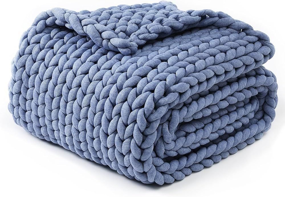 YnM Chunky Throw Blanket, Medium-Weight, Hand Knitted, Skin Friendly, Ventilated and Breathable, ... | Amazon (US)