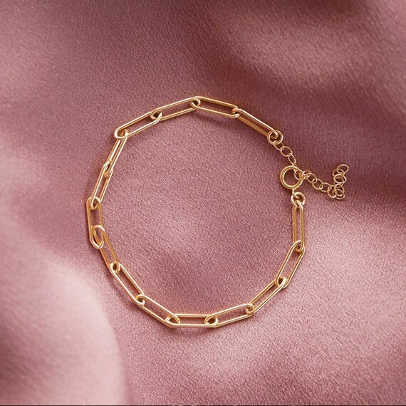 Gold Bracelet | Chunky Link Chain Bracelet | Paperclip Chain Bracelet | Etsy (US)