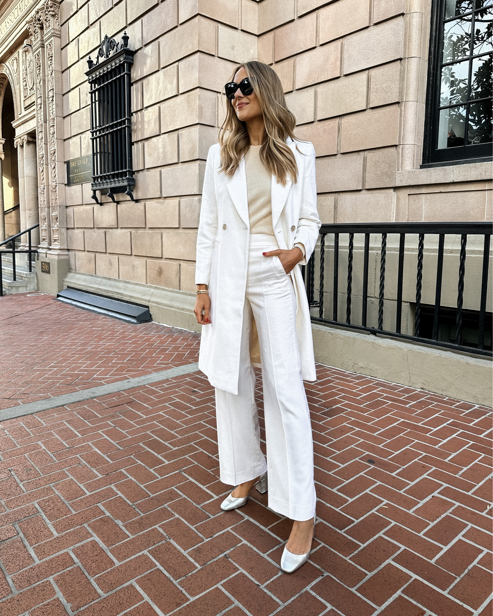 White coat, white trousers, winter white outfit, holiday outfit #fashionjackson #holidayoutfit 

#LTKSeasonal #LTKsalealert #LTKstyletip