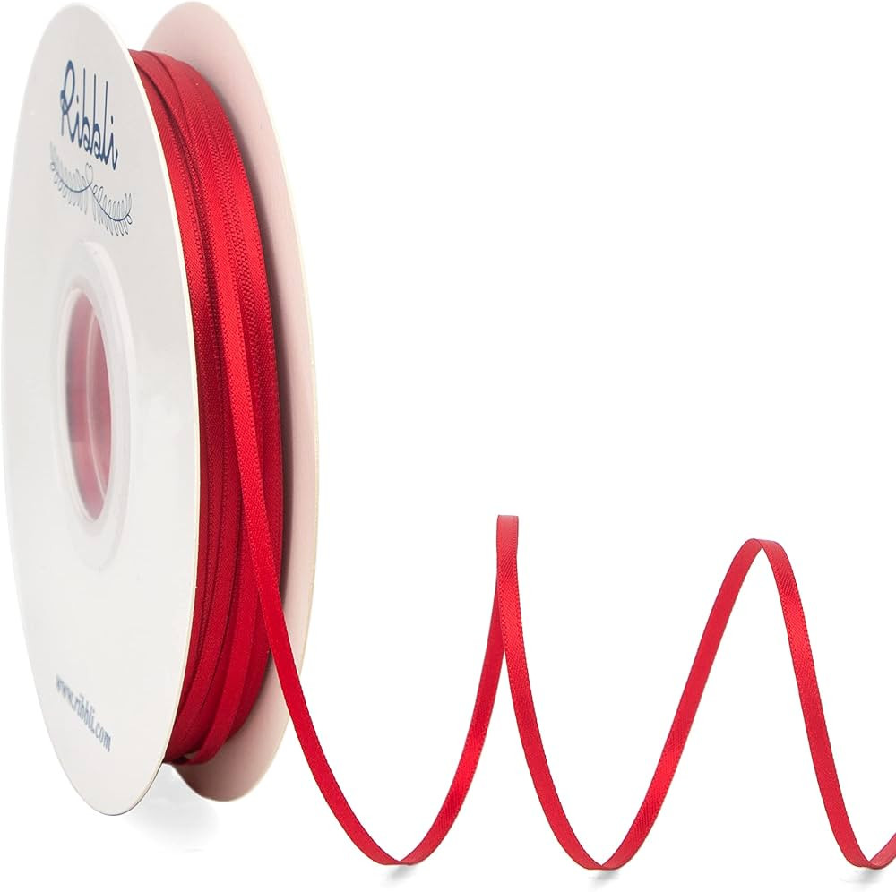Ribbli Satin Ribbon 1/8 inch x Continuous 100 Yards, Thin Red Ribbon Double Faced Use for Wedding... | Amazon (US)
