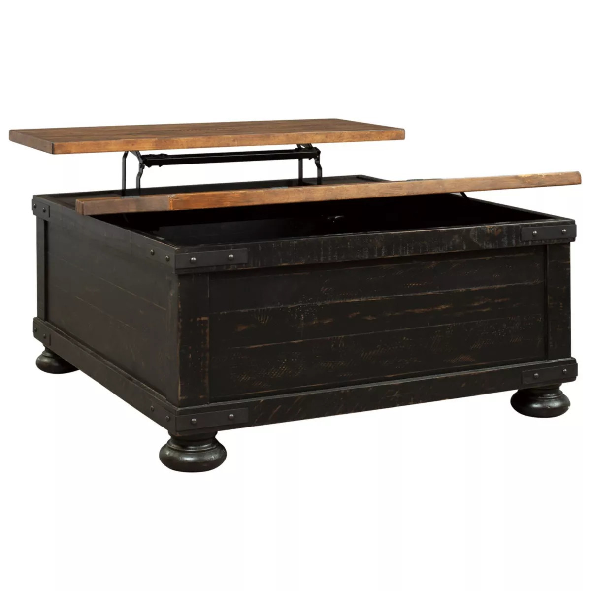 Valebeck Square Lift Top Cocktail Table Black/Brown - Signature Design by Ashley: Rustic Two-Tone... | Target
