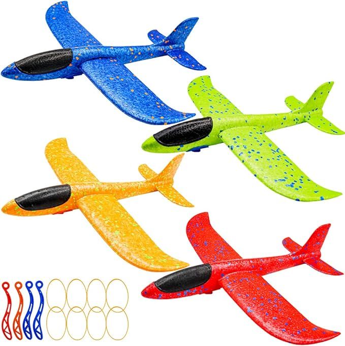 KAKALUOTE 4 Pack Airplane Toys, Throwing Foam Plane with 13.6 inches Wingspan for Outdoor Sports ... | Amazon (US)